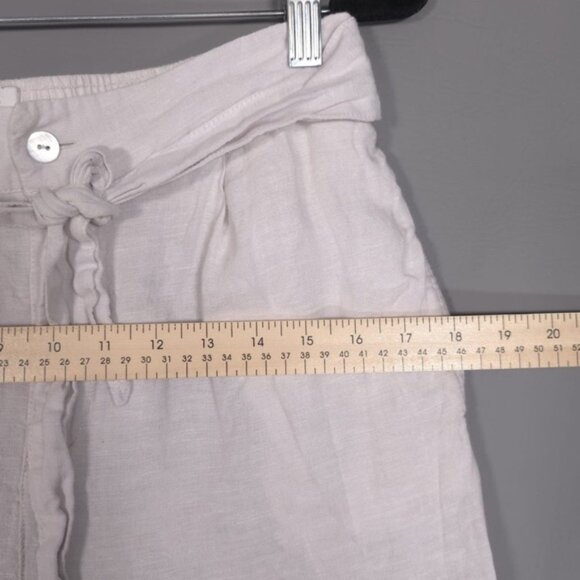 HALSTON 100 %‎ LINEN Women’s Shorts Coastal Tie Waist Pockets Light Beige LARGE - Picture 5 of 10
